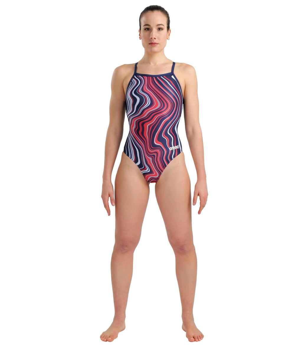 Arena Women's Marbled Light Drop Back One Piece Swimsuit