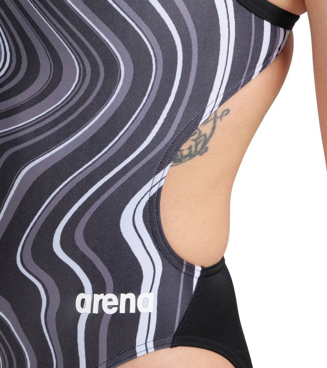 Arena Women's Marbled Challenge Back One Piece Swimsuit