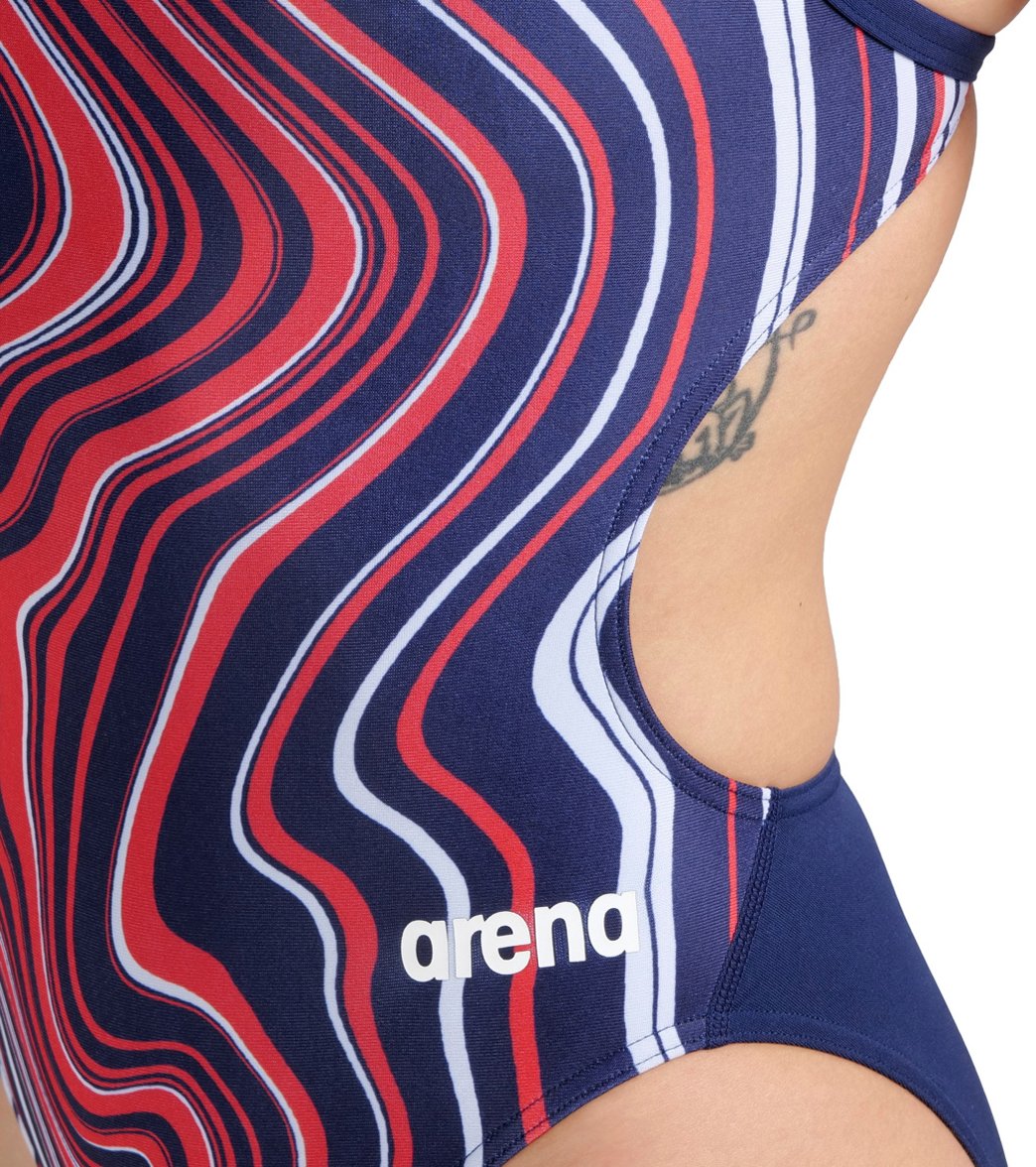 Arena Women's Marbled Challenge Back One Piece Swimsuit
