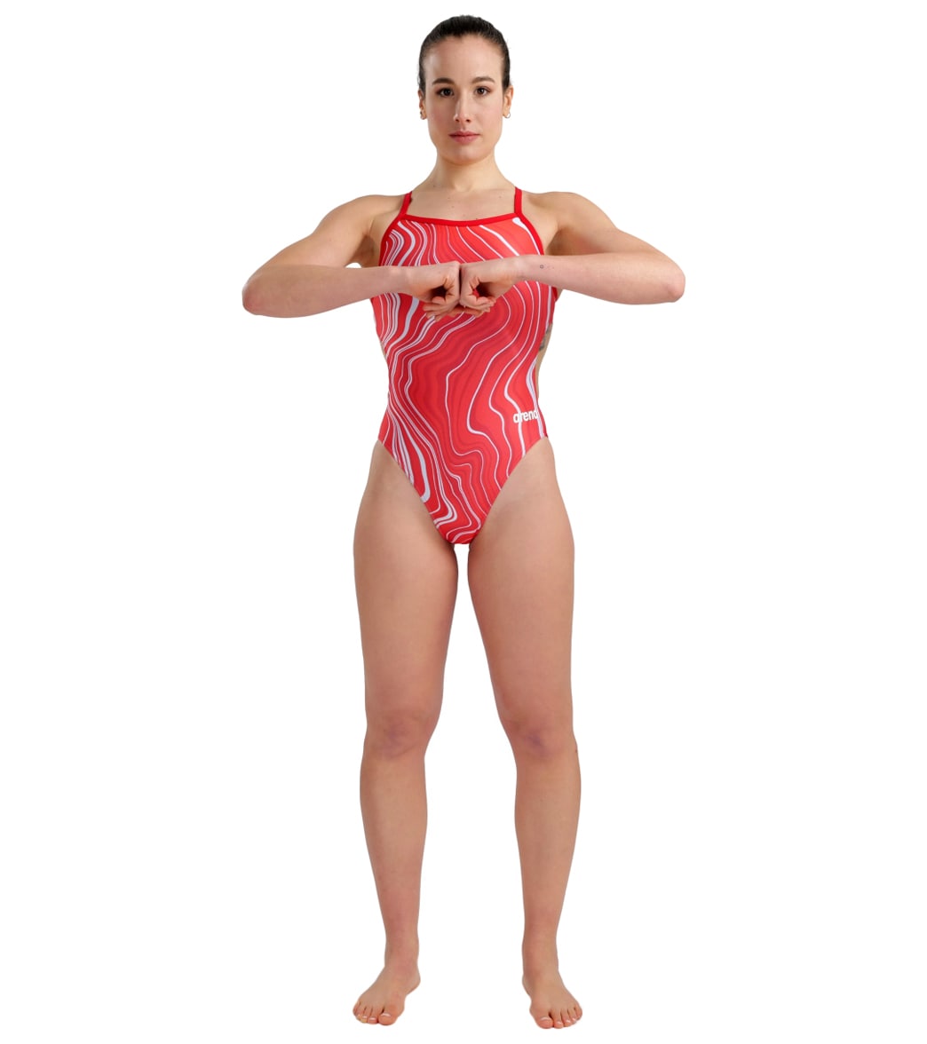 Arena Women's Marbled Challenge Back One Piece Swimsuit