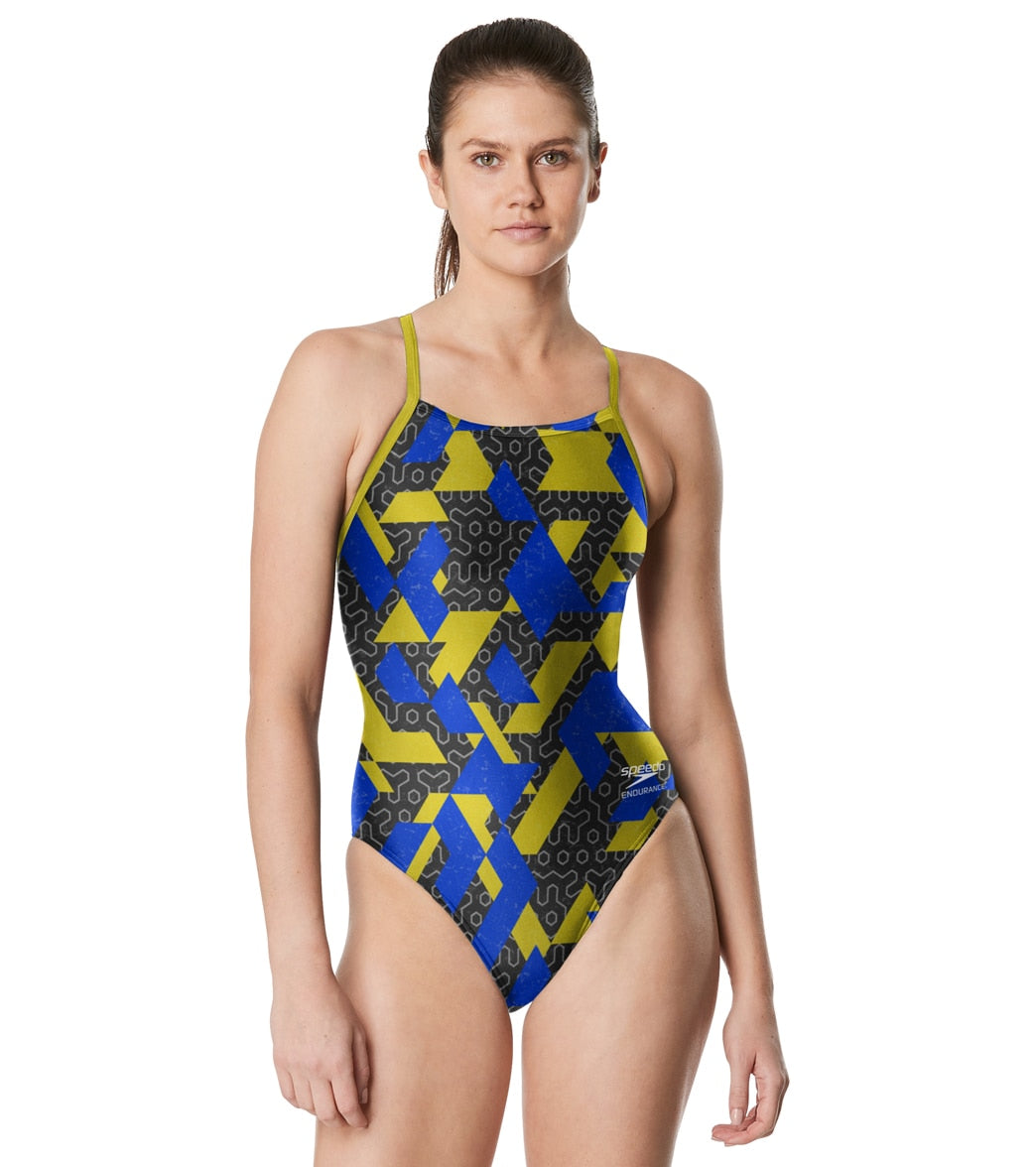 Speedo Women's Ruse Blocks Flyback One Piece Swimsuit