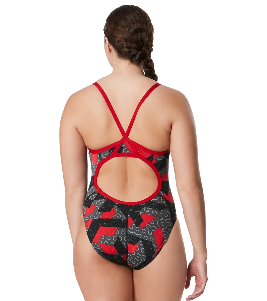 Speedo Women's Ruse Blocks Flyback One Piece Swimsuit