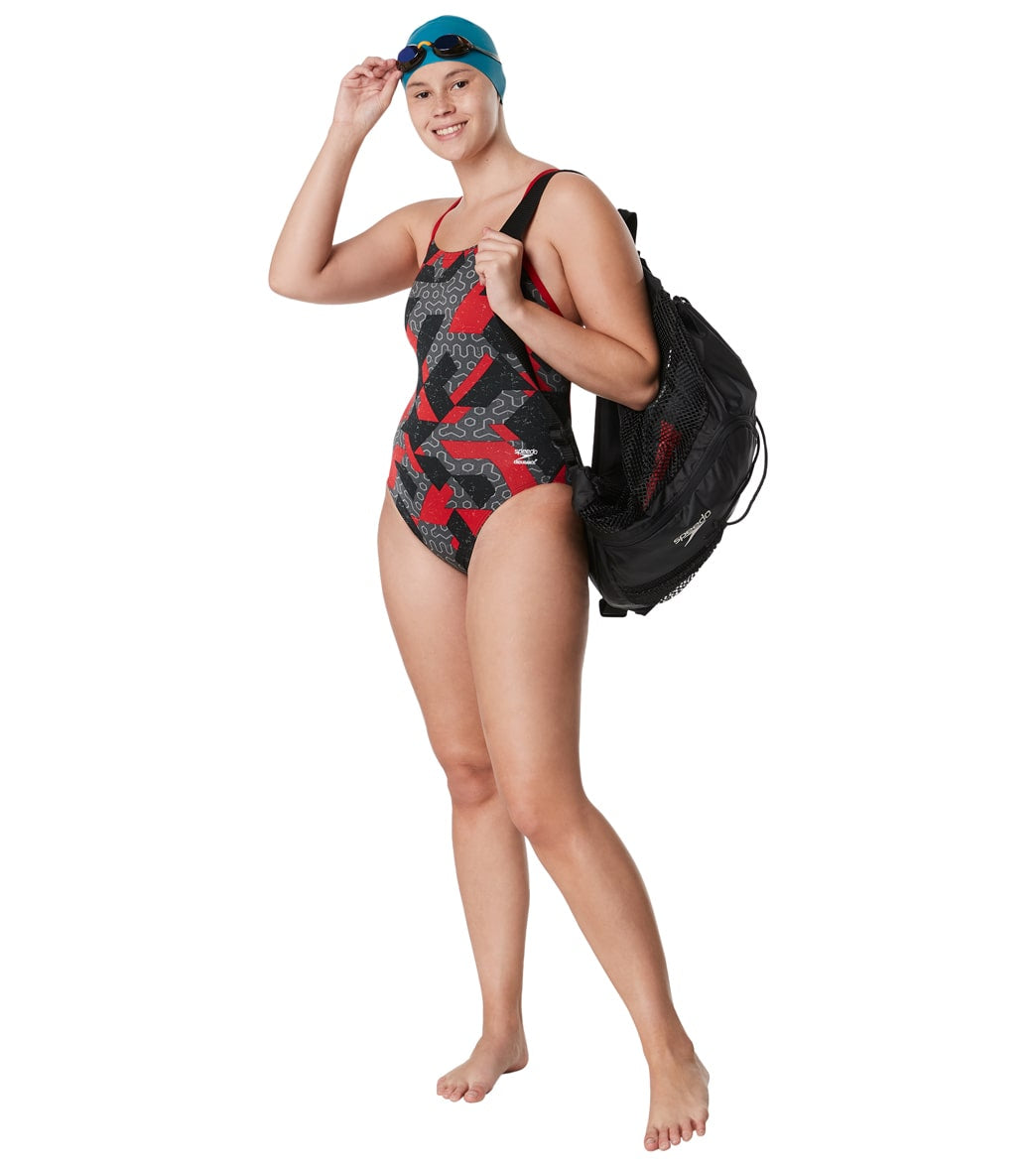 Speedo Women's Ruse Blocks Flyback One Piece Swimsuit