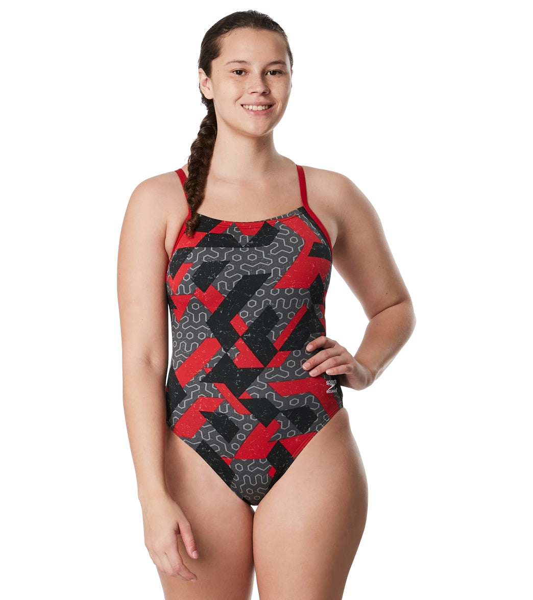 Speedo Women's Ruse Blocks Flyback One Piece Swimsuit