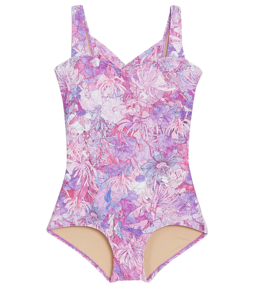 Sporti Jungle Floral Moderate Printed Sweetheart One Piece Swimsuit