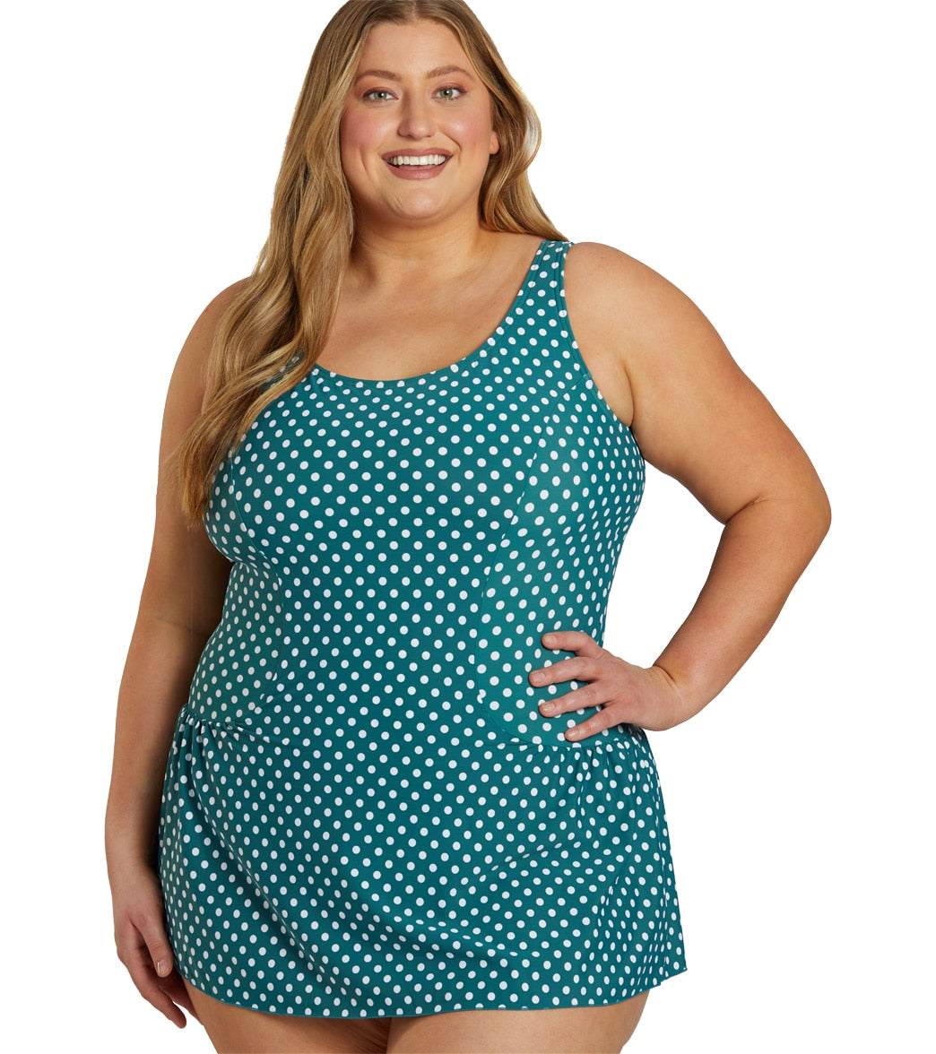 Sporti Plus Size Polka Dot Swim Dress