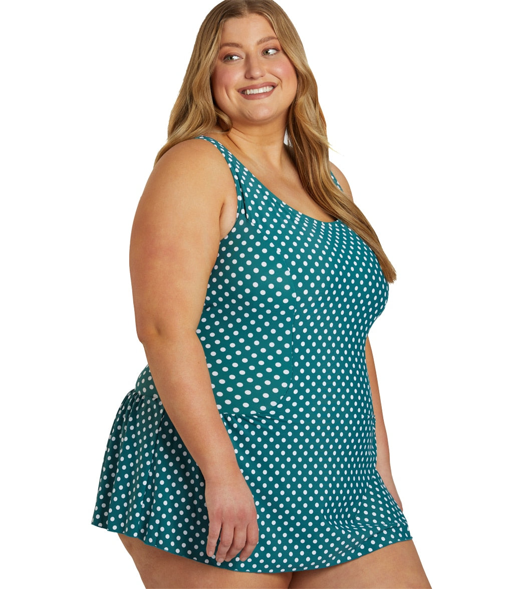 Sporti Plus Size Polka Dot Swim Dress