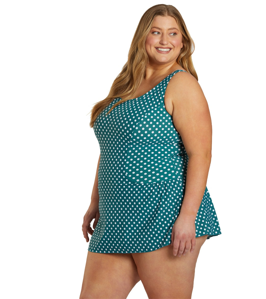 Sporti Plus Size Polka Dot Swim Dress