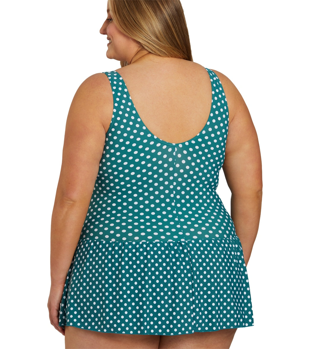 Sporti Plus Size Polka Dot Swim Dress