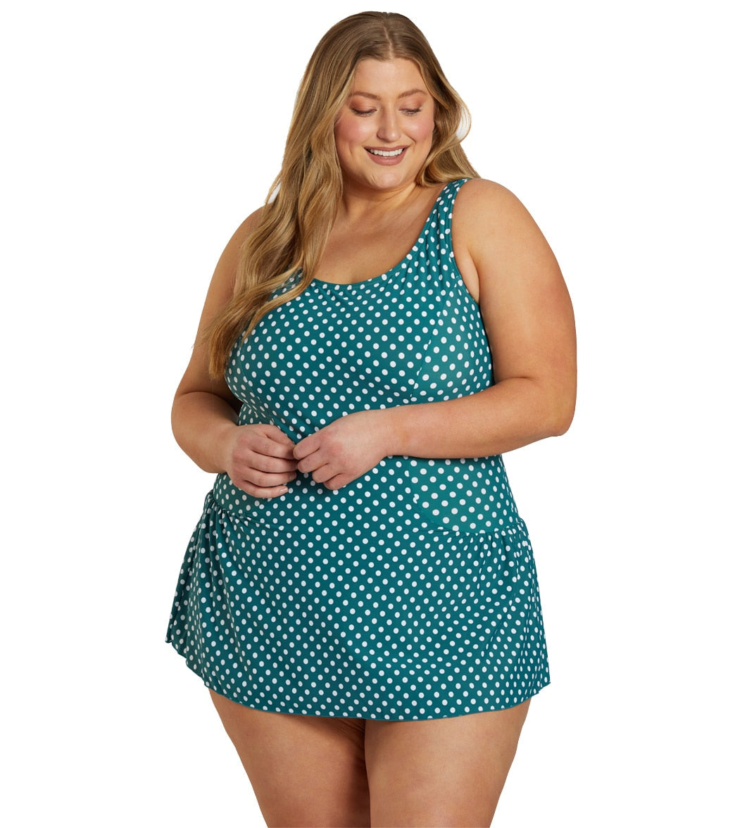 Sporti Plus Size Polka Dot Swim Dress