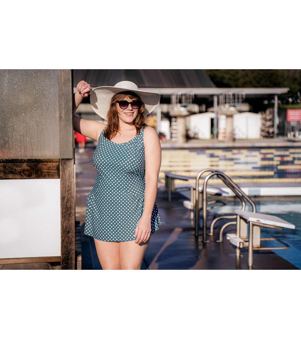 Sporti Plus Size Polka Dot Swim Dress
