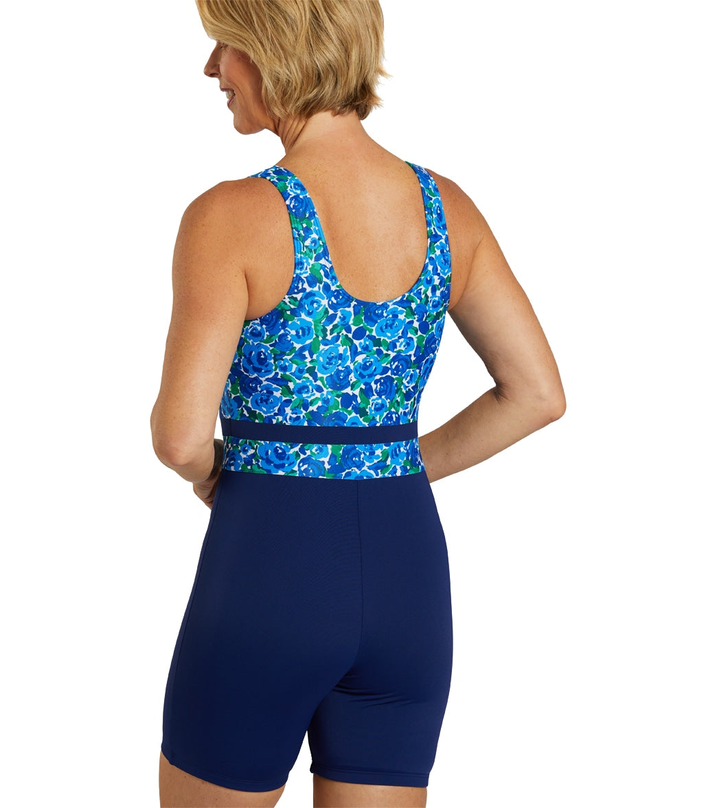 Sporti HydroLast Spring Garden Chlorine Resistant Scoop Back Unitard One Piece Swimsuit