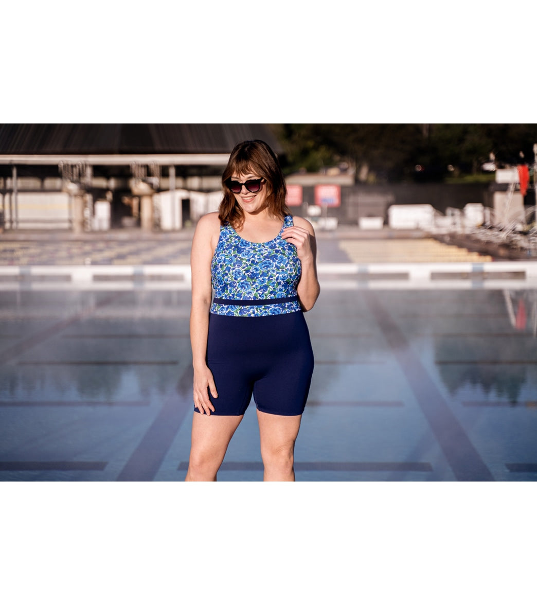 Sporti Plus Size HydroLast Spring Garden Chlorine Resistant Scoop Back Unitard One Piece Swimsuit