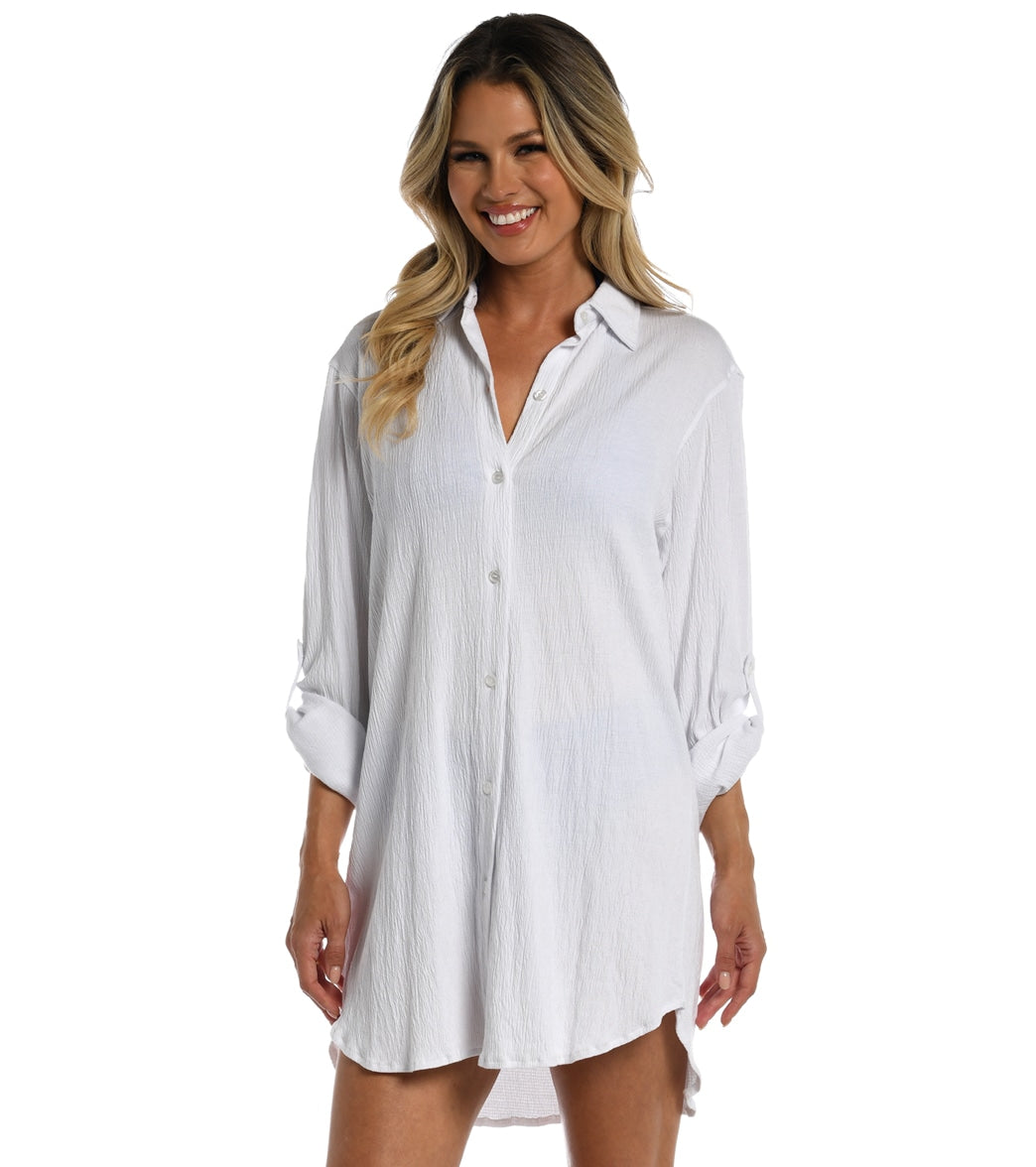 Maxine Women's Button Down Cover Up Resort Shirt