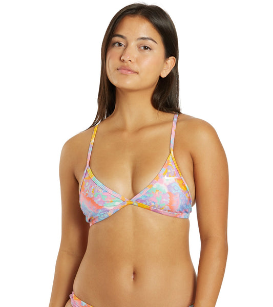 Nike Women's HydraStrong Multi Print Lace Up Tie Back Bikini Top