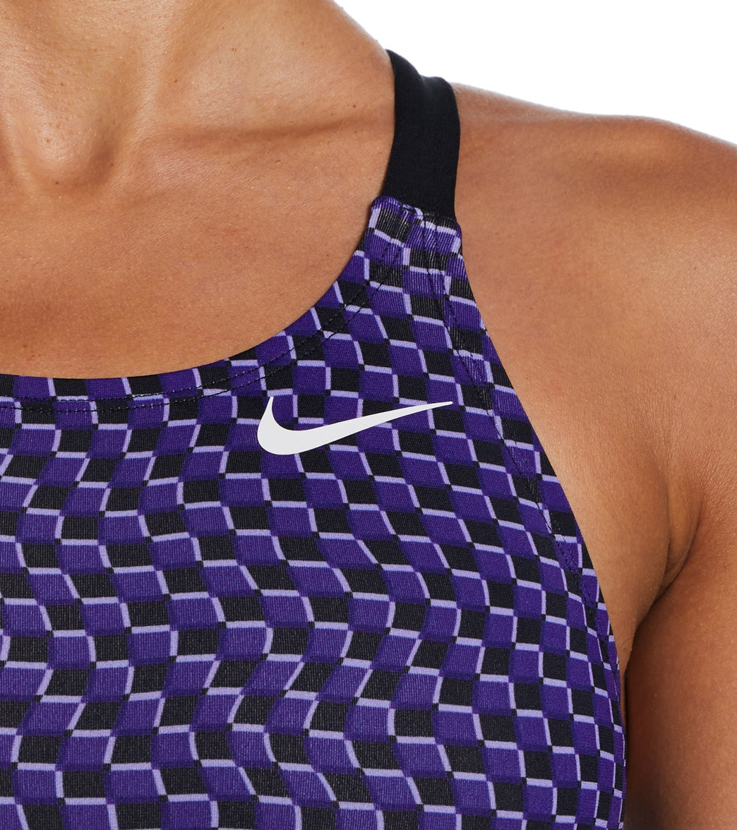 Nike Women's Drippy Check Fastback One Piece Swimsuit