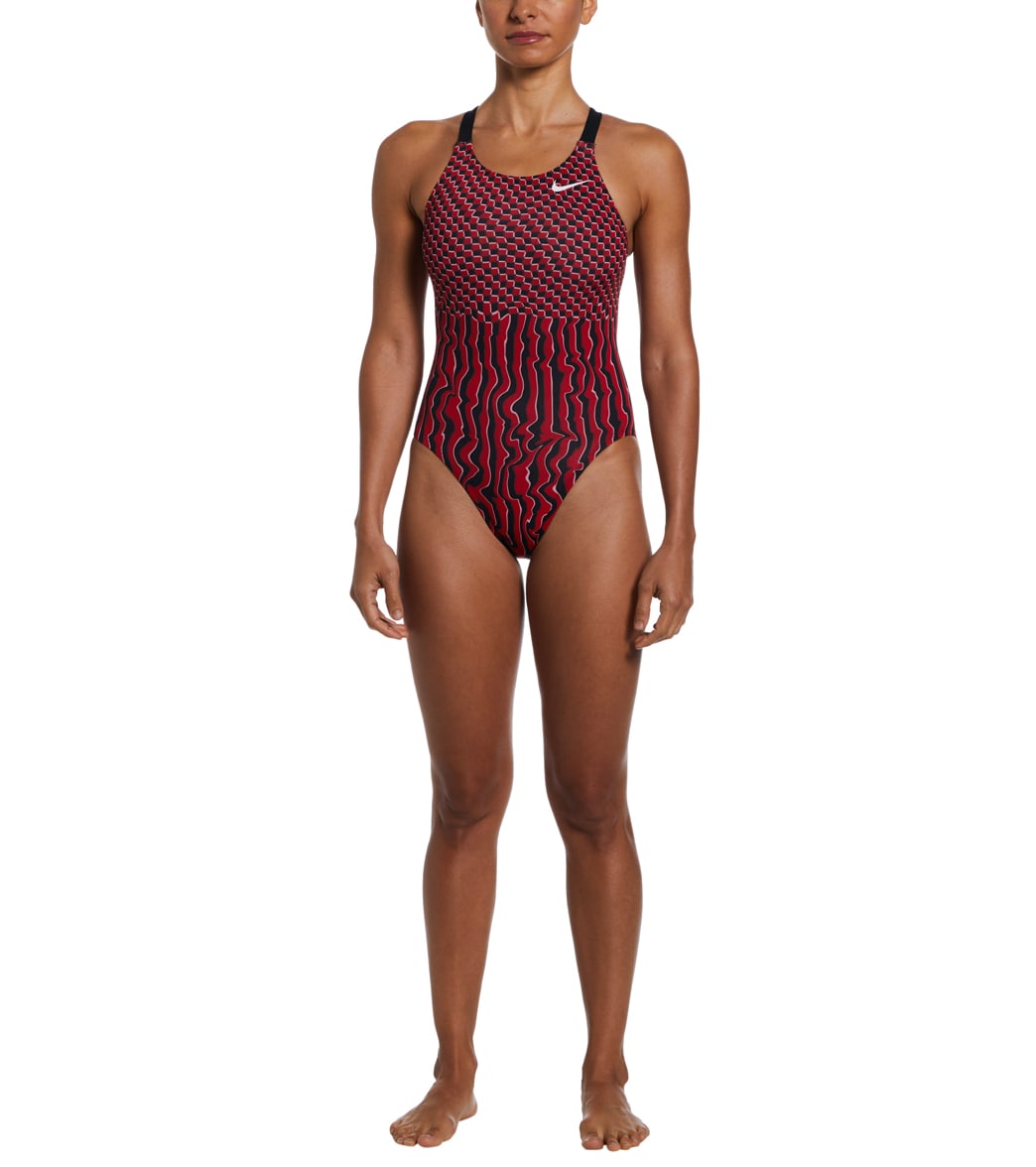 Nike Women's Drippy Check Fastback One Piece Swimsuit