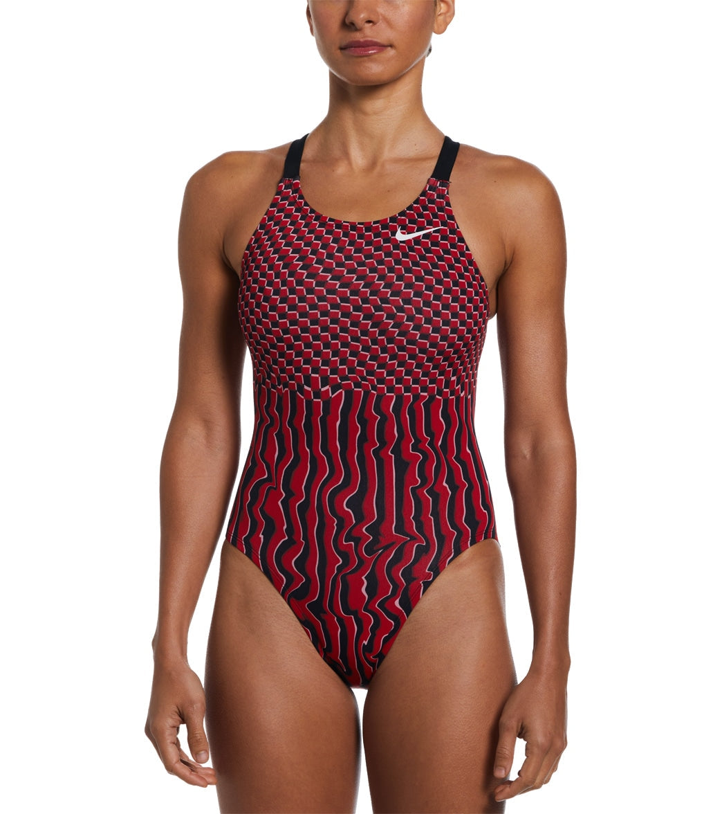 Nike Women's Drippy Check Fastback One Piece Swimsuit