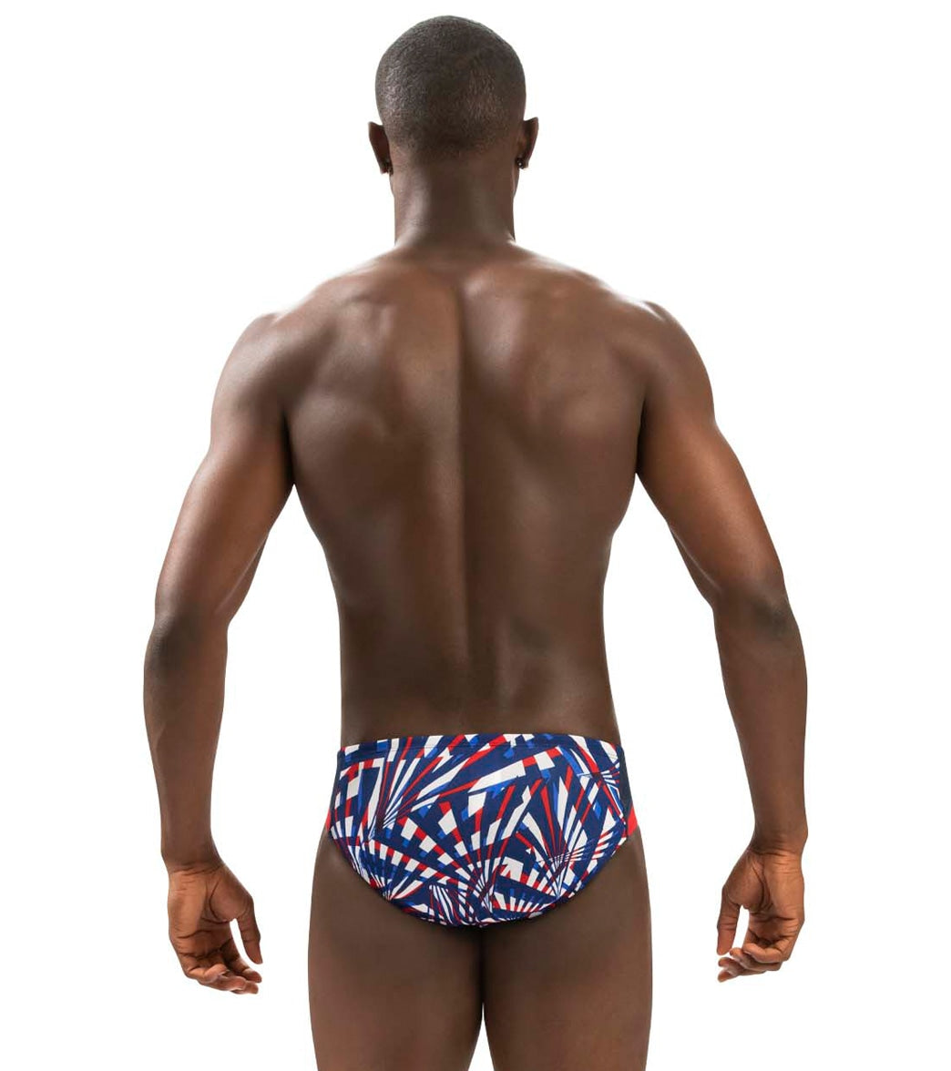 Dolfin Men's Reliance Atomic Print Color Block Racer Swimsuit