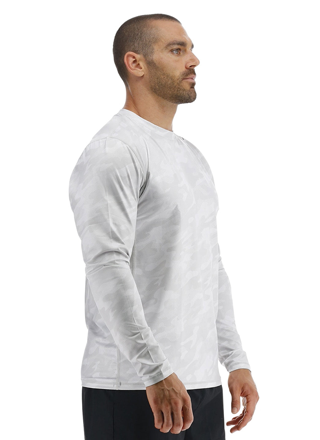 TYR Men's Camohex SunDefense Long Sleeve Vented UPF 50+ Swim Shirt