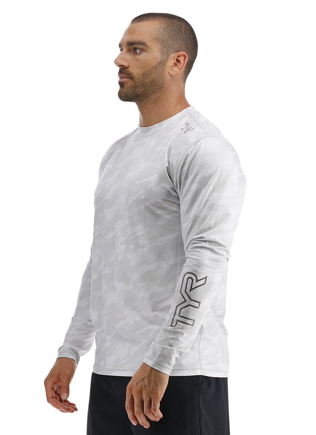 TYR Men's Camohex SunDefense Long Sleeve Vented UPF 50+ Swim Shirt