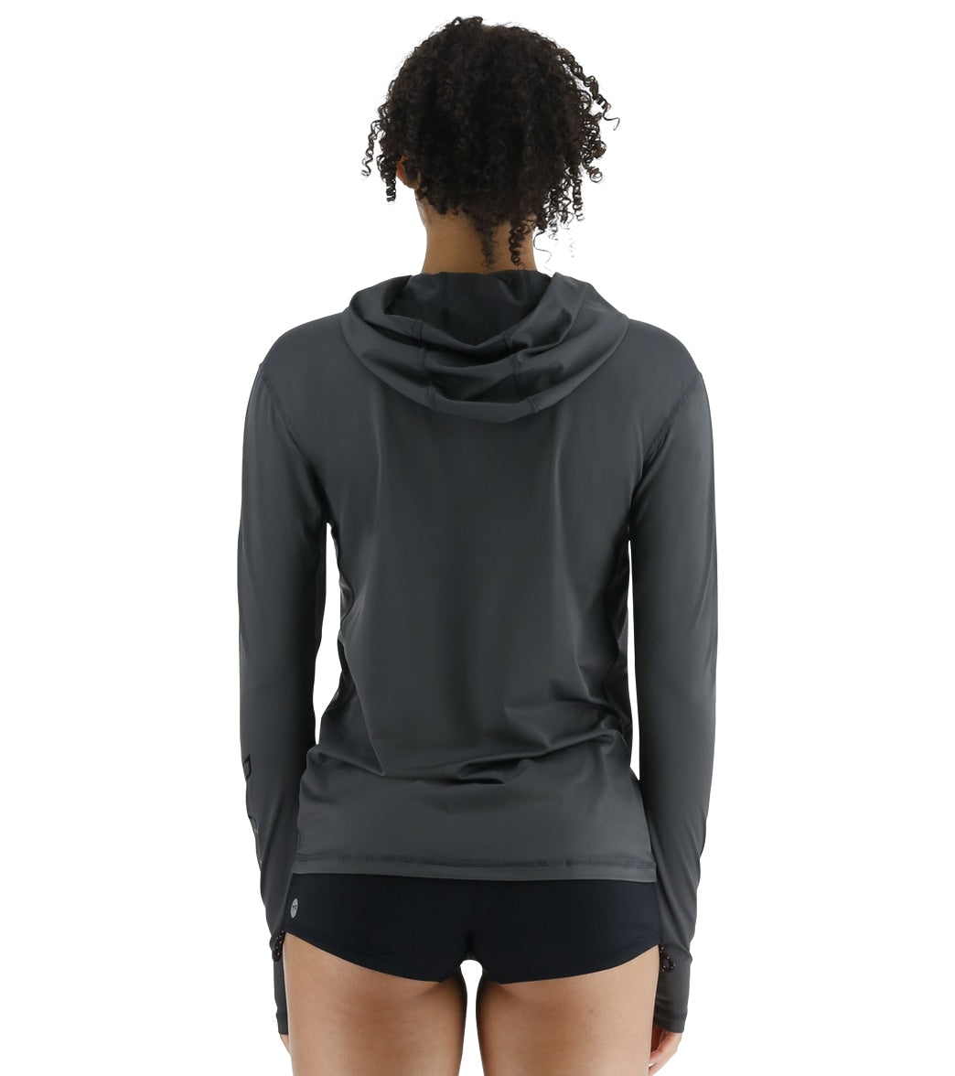 TYR Women's SunDefense Long Sleeve Hooded UPF 50+ Swim Shirt