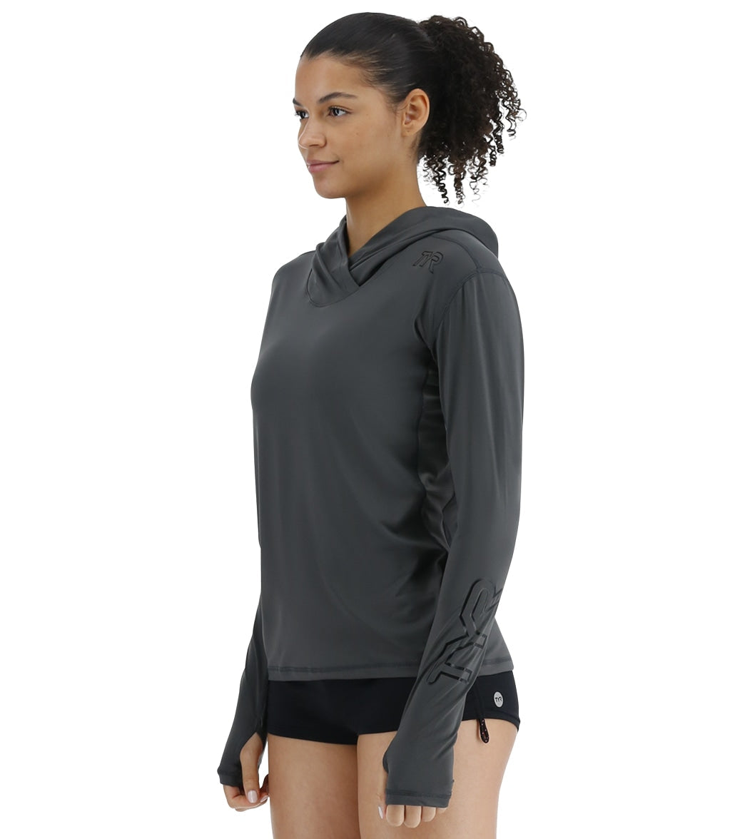 TYR Women's SunDefense Long Sleeve Hooded UPF 50+ Swim Shirt