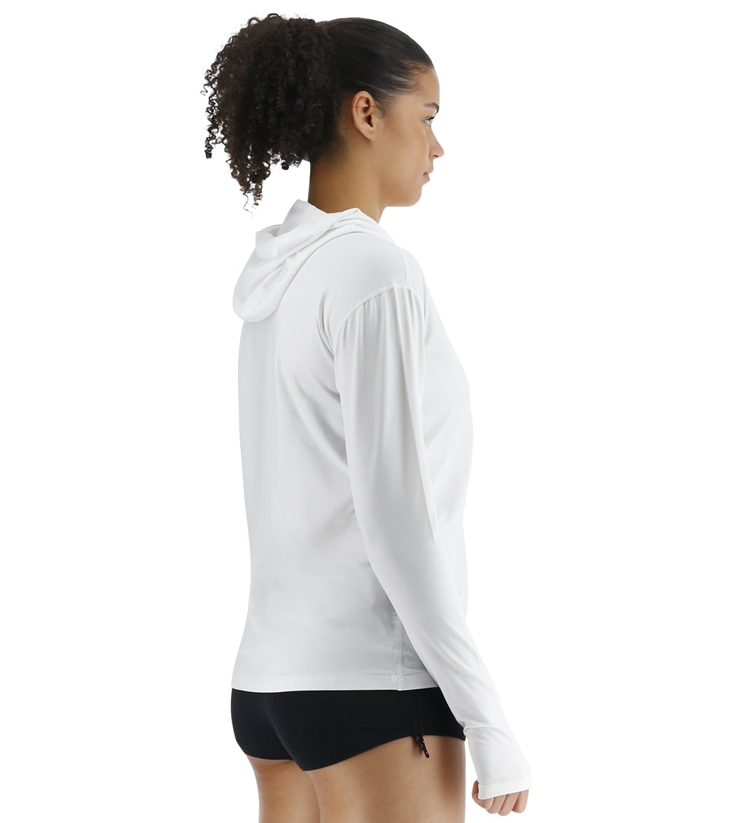 TYR Women's SunDefense Long Sleeve Hooded UPF 50+ Swim Shirt