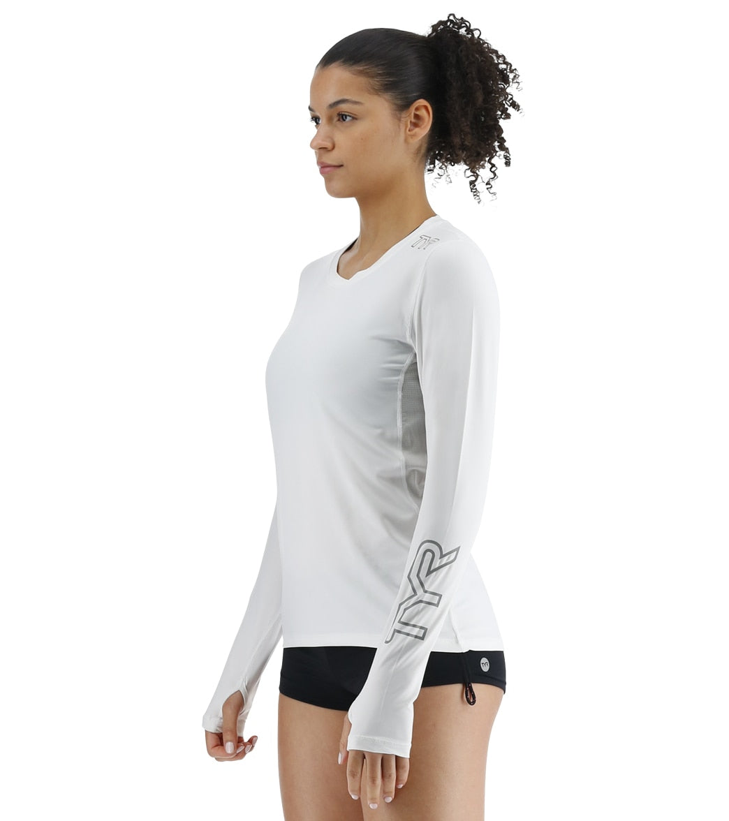 TYR Women's SunDefense Vented Long Sleeve UPF 50+ Swim Shirt