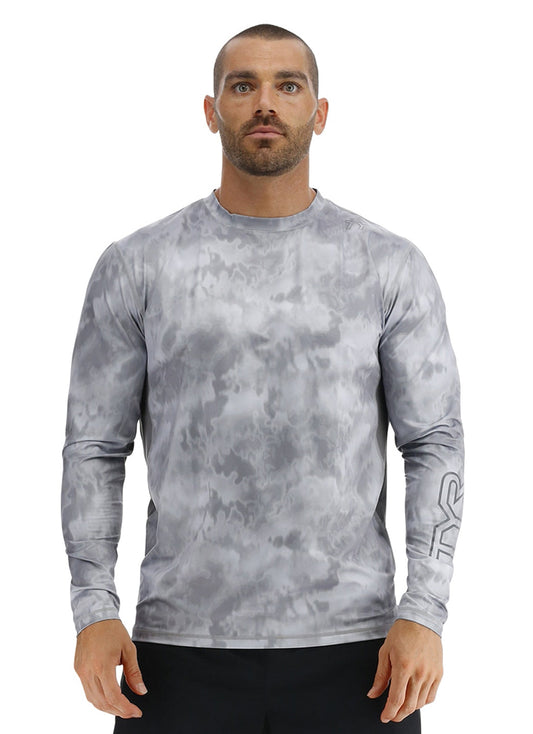 TYR Men's Turbulent SunDefense Long Sleeve UPF 50+ Swim Shirt