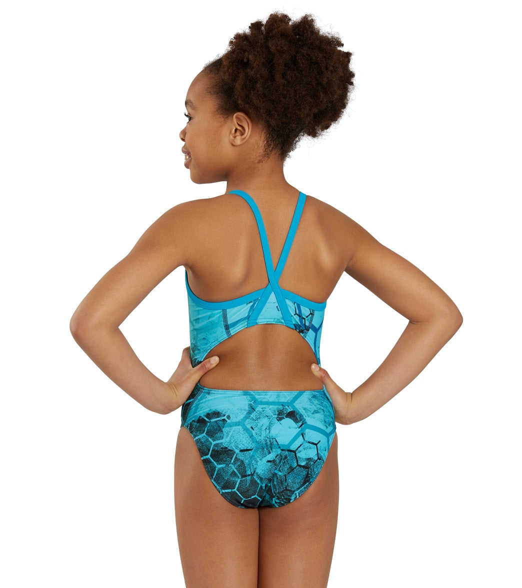 Sporti Fenced In Thin Strap One Piece Swimsuit (22-40)