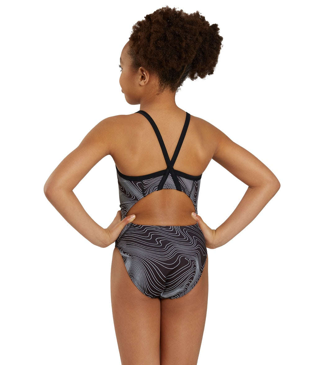 Sporti HydroLast Sonar Waves Thin Strap One Piece Swimsuit (22-40)