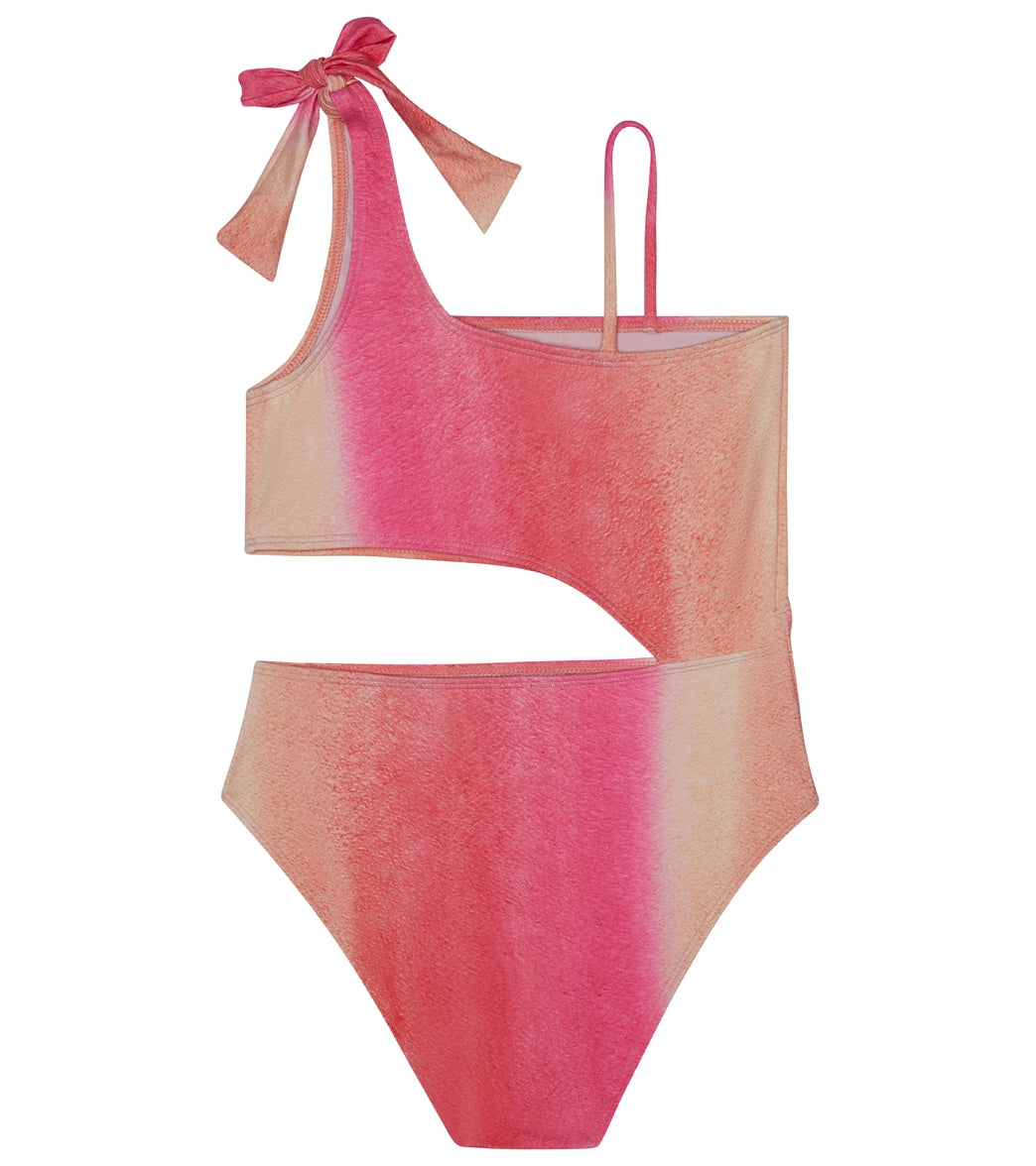 Splendid Girls' Dip Dye Bow One Shoulder One Piece Swimsuit (Big Kid)