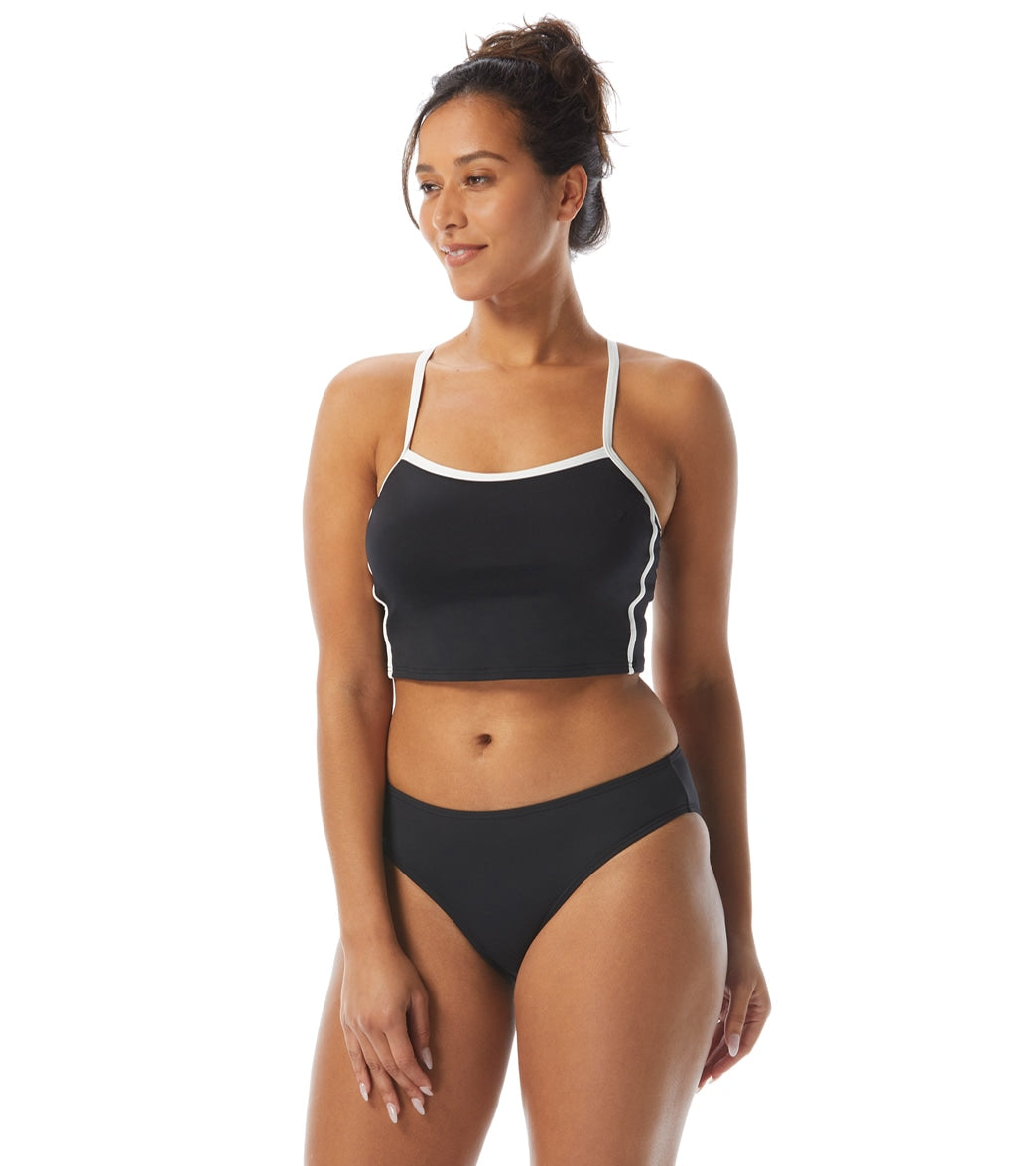 Beach House Women's Piping Solid Plateau Racer Back Crop Top