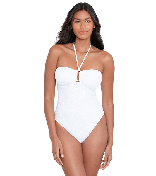 Ralph Lauren Women's Crochet Ring Bandeau One Piece Swimsuit