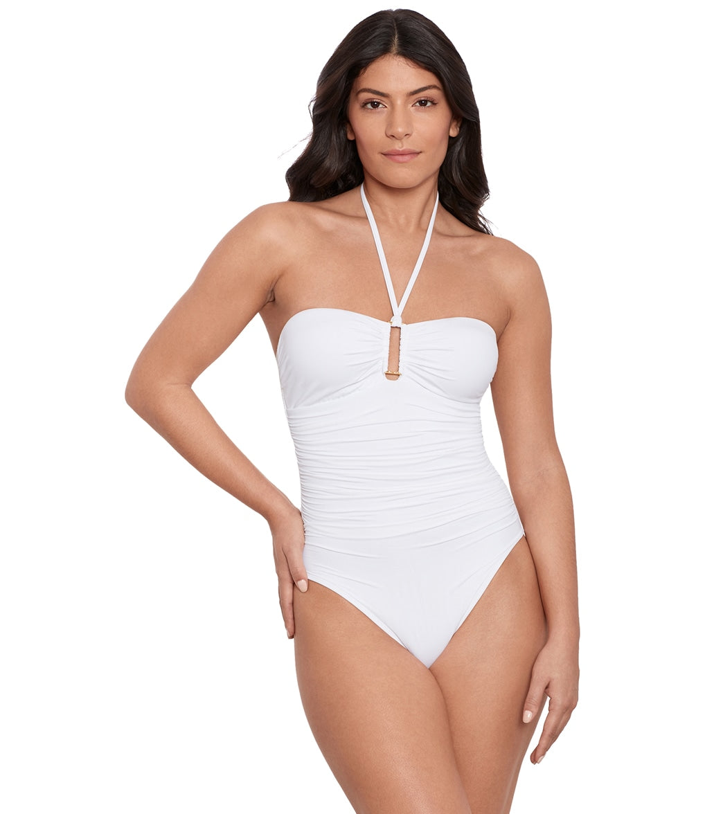 Ralph Lauren Women's Beach Club Solids Ring Bandeau One Piece Swimsuit