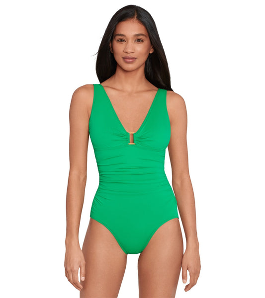 Ralph Lauren Women's Beach Club Solids Ring One Piece Swimsuit