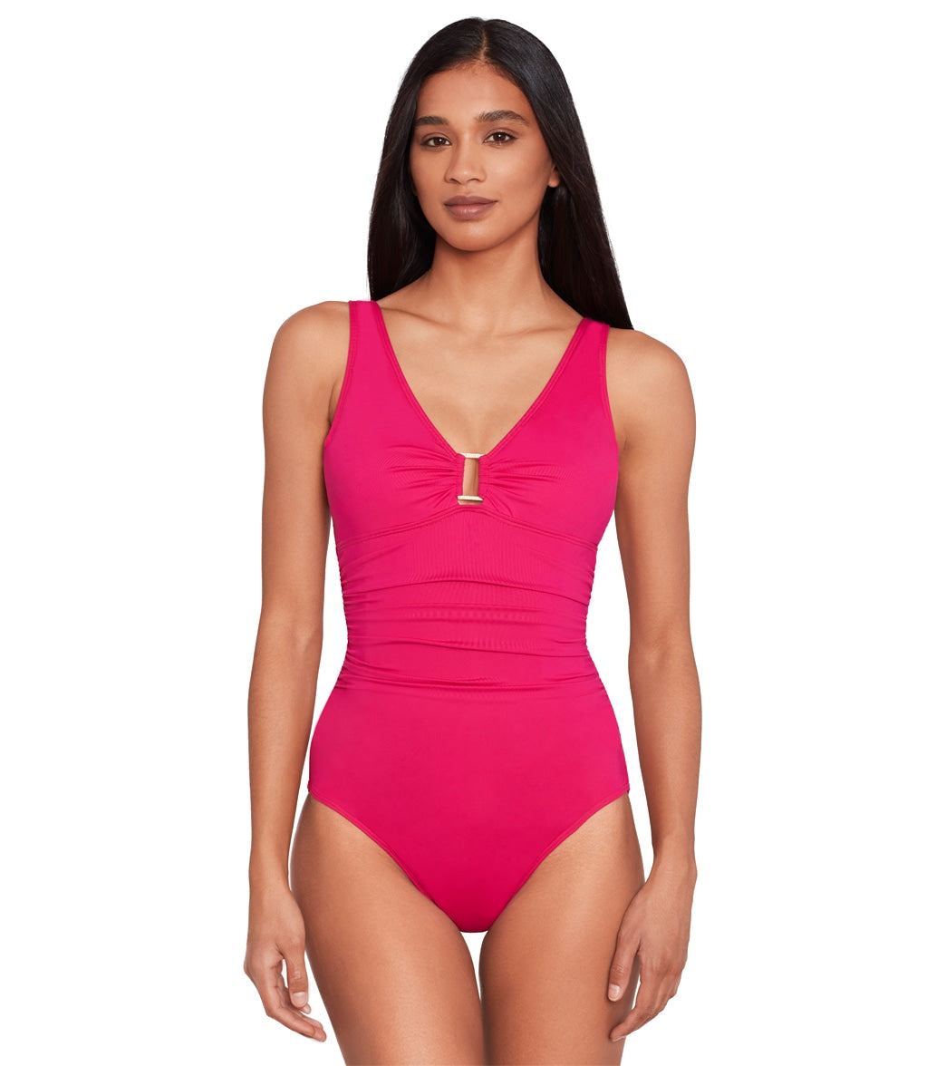 Ralph Lauren Women's Beach Club Solids Ring One Piece Swimsuit