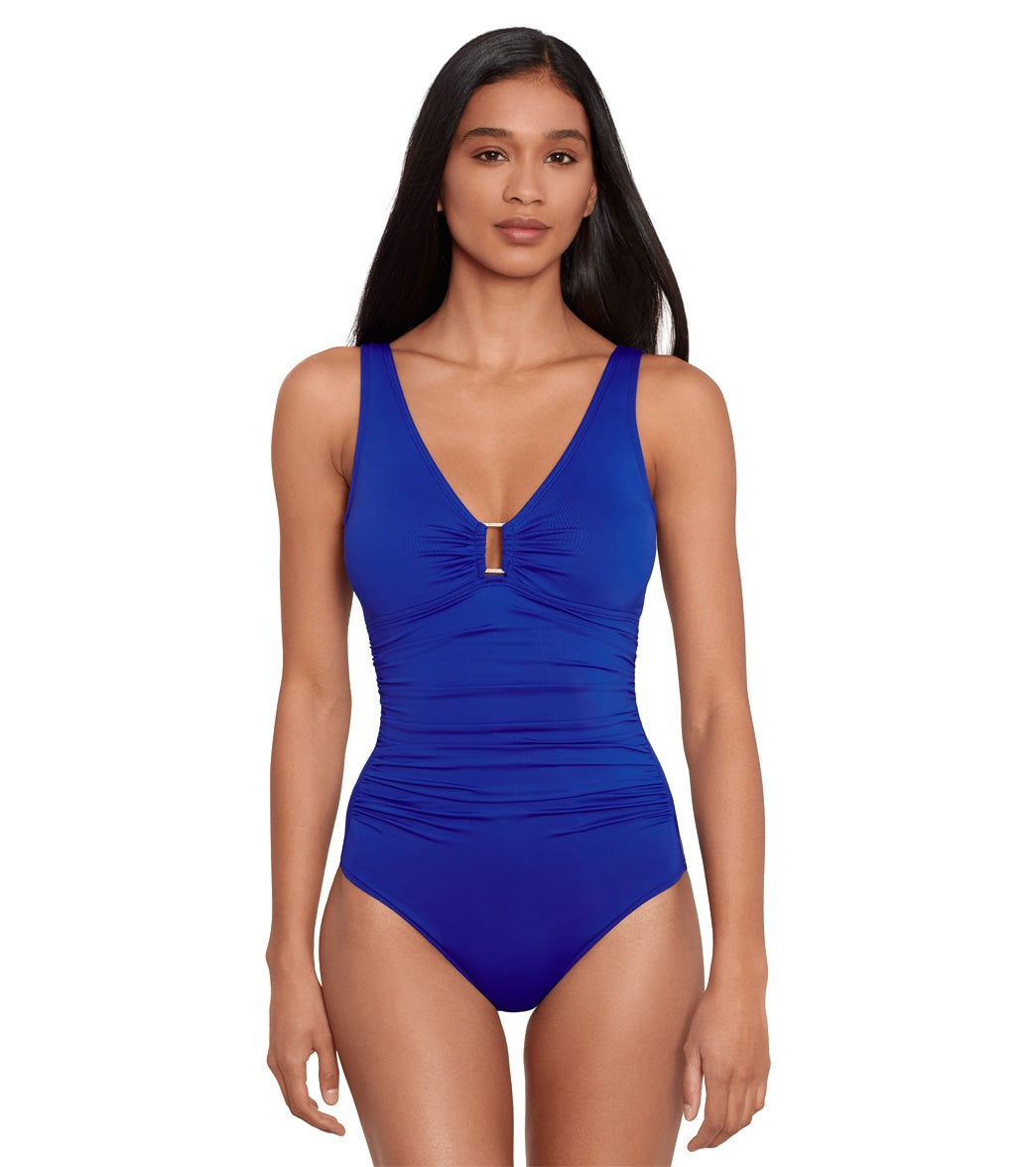 Ralph Lauren Women's Beach Club Solids Ring One Piece Swimsuit