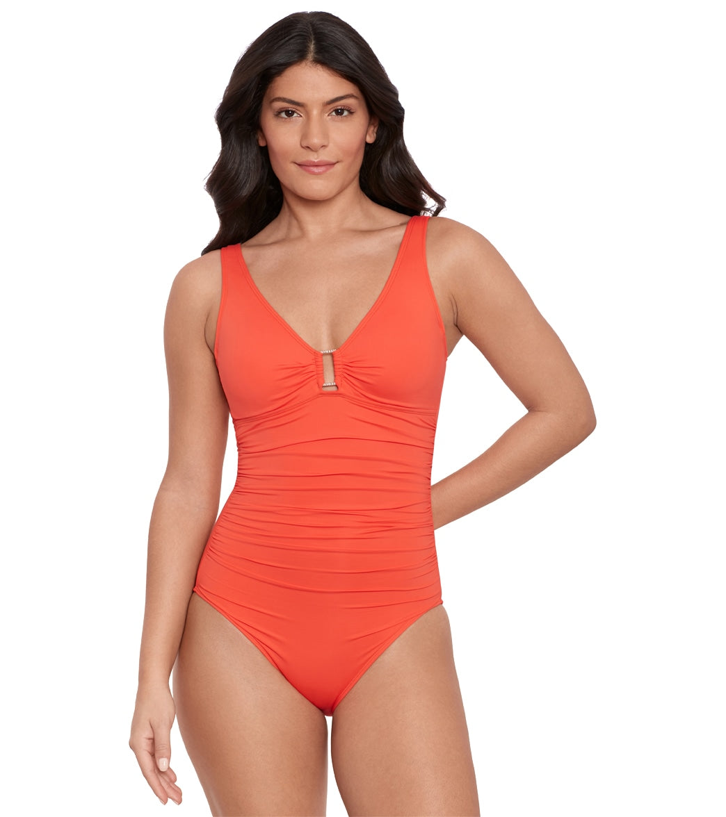 Ralph Lauren Women's Beach Club Solids Ring One Piece Swimsuit