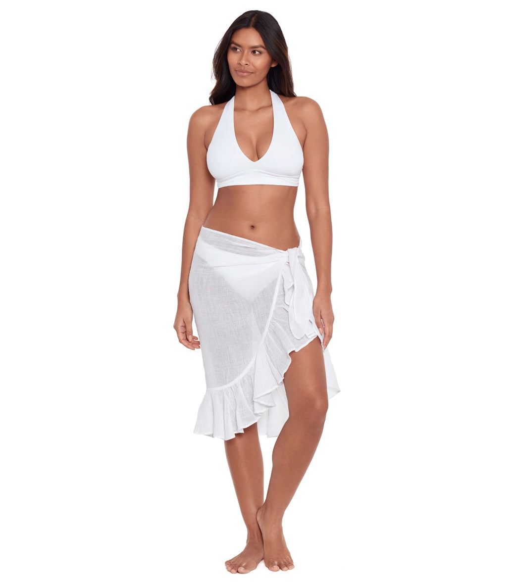 Ralph Lauren Women's Beach Club Solids Cotton Linen Ruffle Pareo