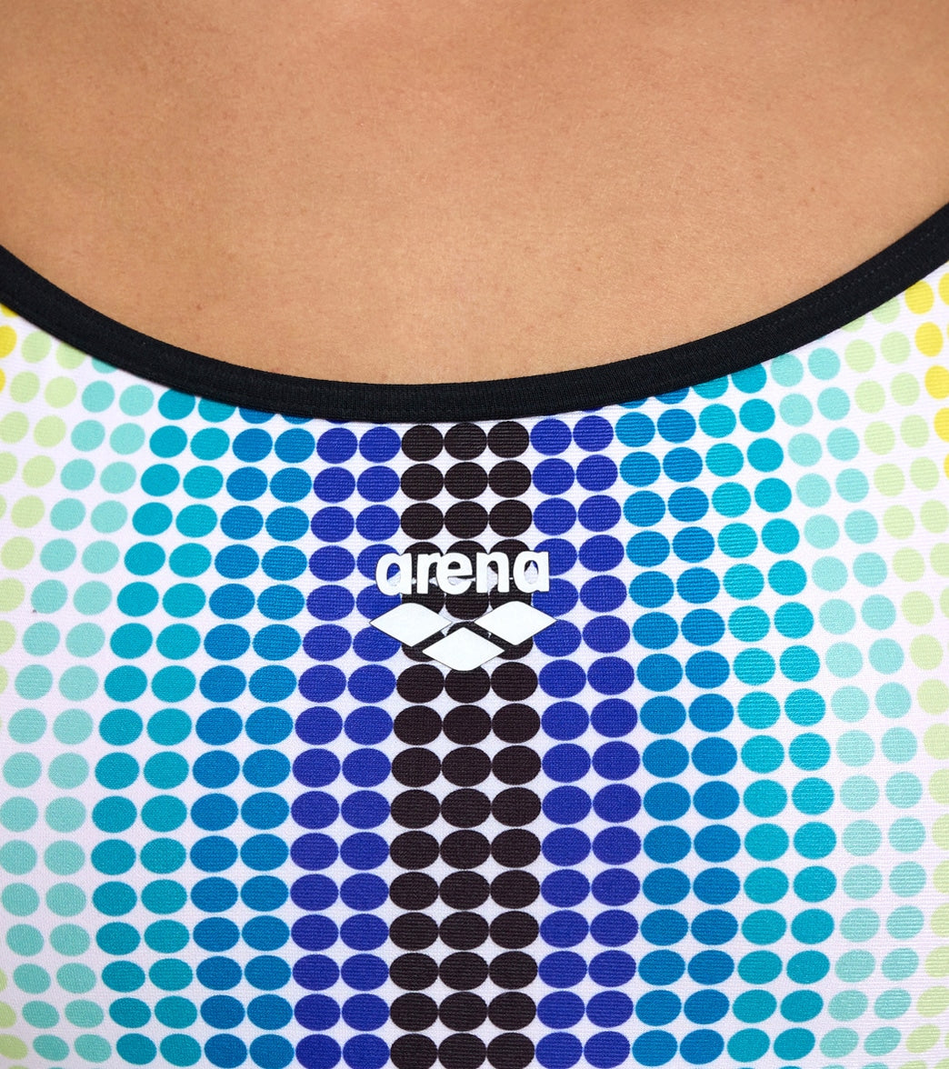 Arena Women's Circle Stripe Lace Back One Piece Swimsuit