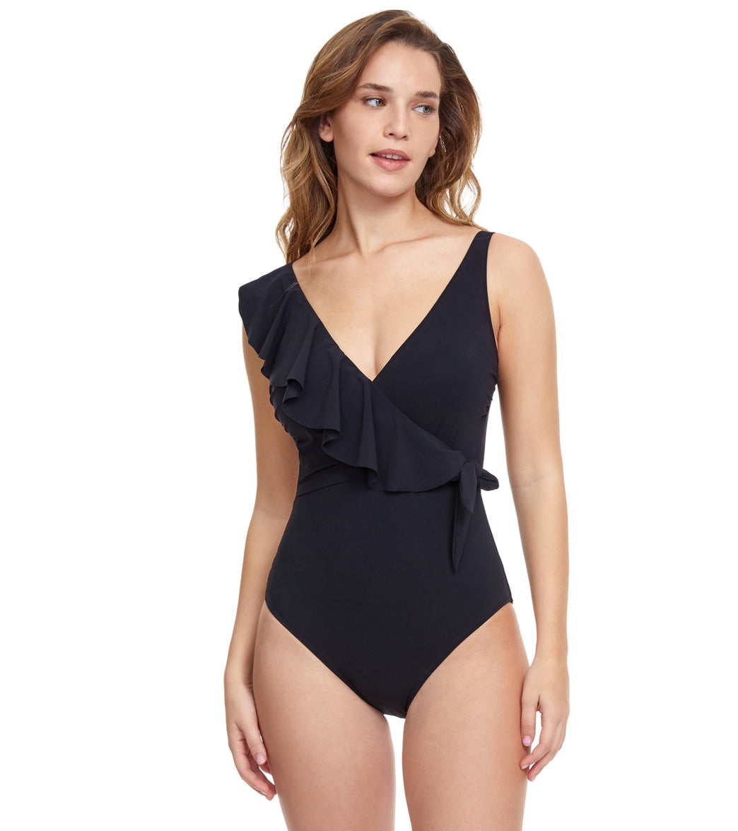 Profile by Gottex Women's Tutti Frutti Ruffle Surplice Tie Side One Piece Swimsuit