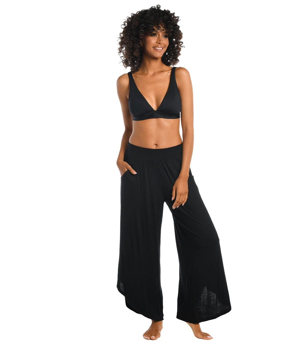 La Blanca Women's Coastal Covers Crochet Side Panel Cover Up Pant