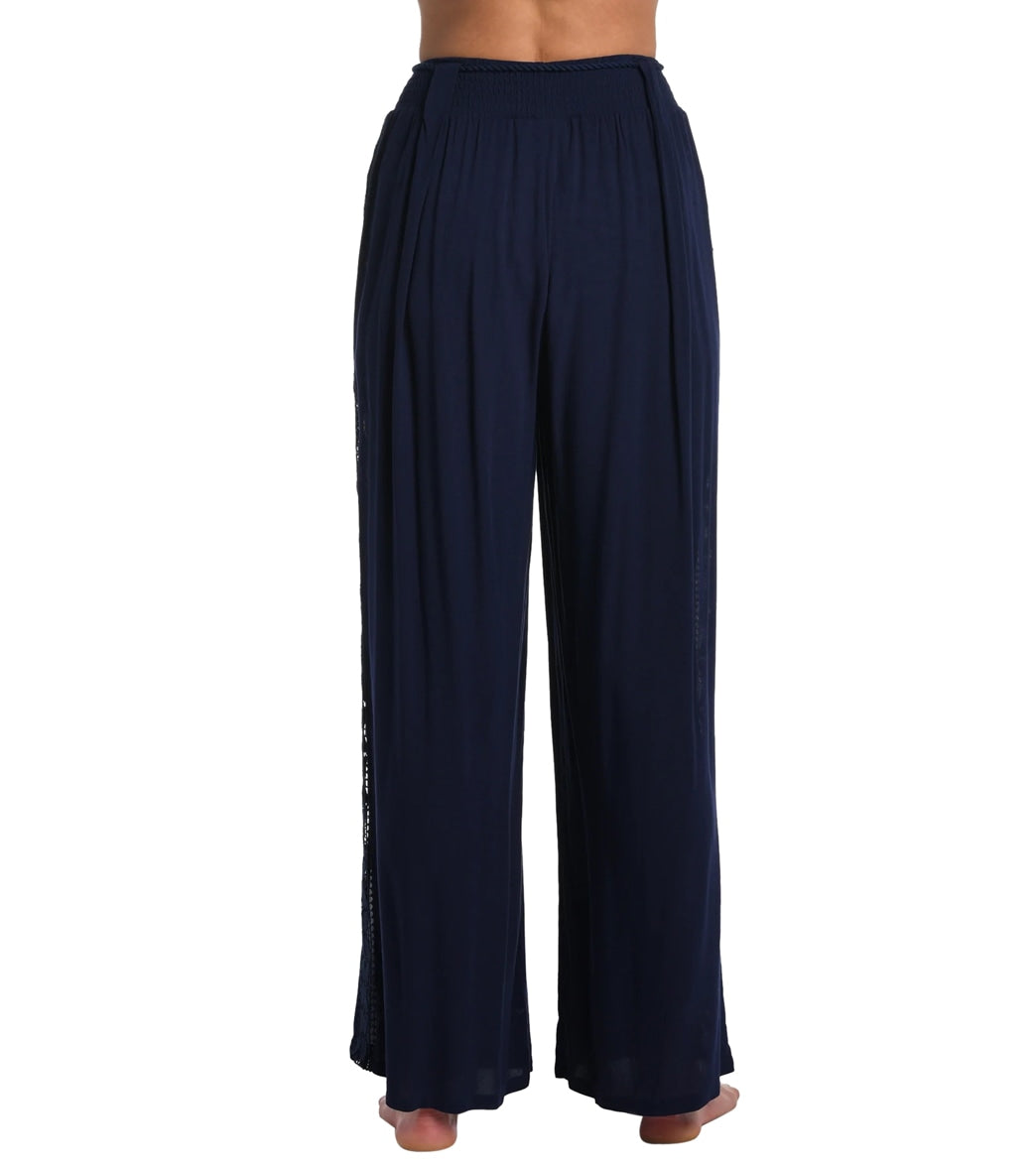 La Blanca Women's Coastal Covers Crochet Side Panel Cover Up Pant