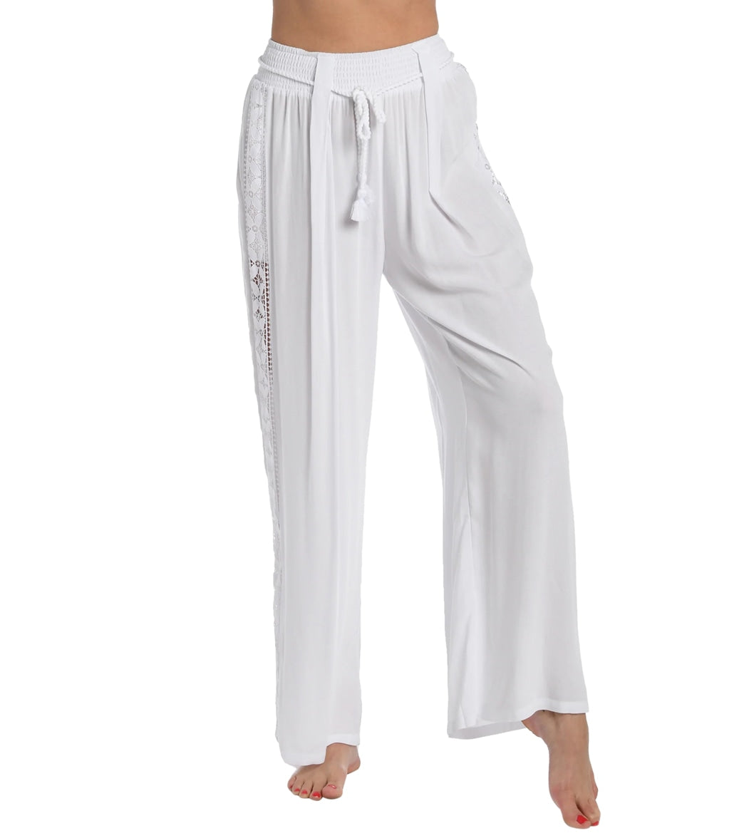 La Blanca Women's Coastal Covers Crochet Side Panel Cover Up Pant