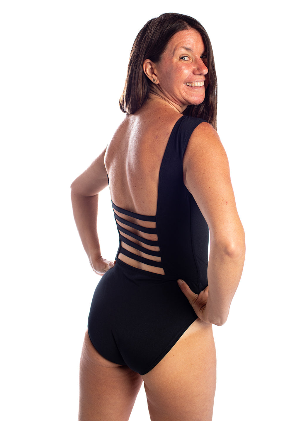 See Her Swim Women's The Freestyle High Boat Neck One Piece Swimsuit