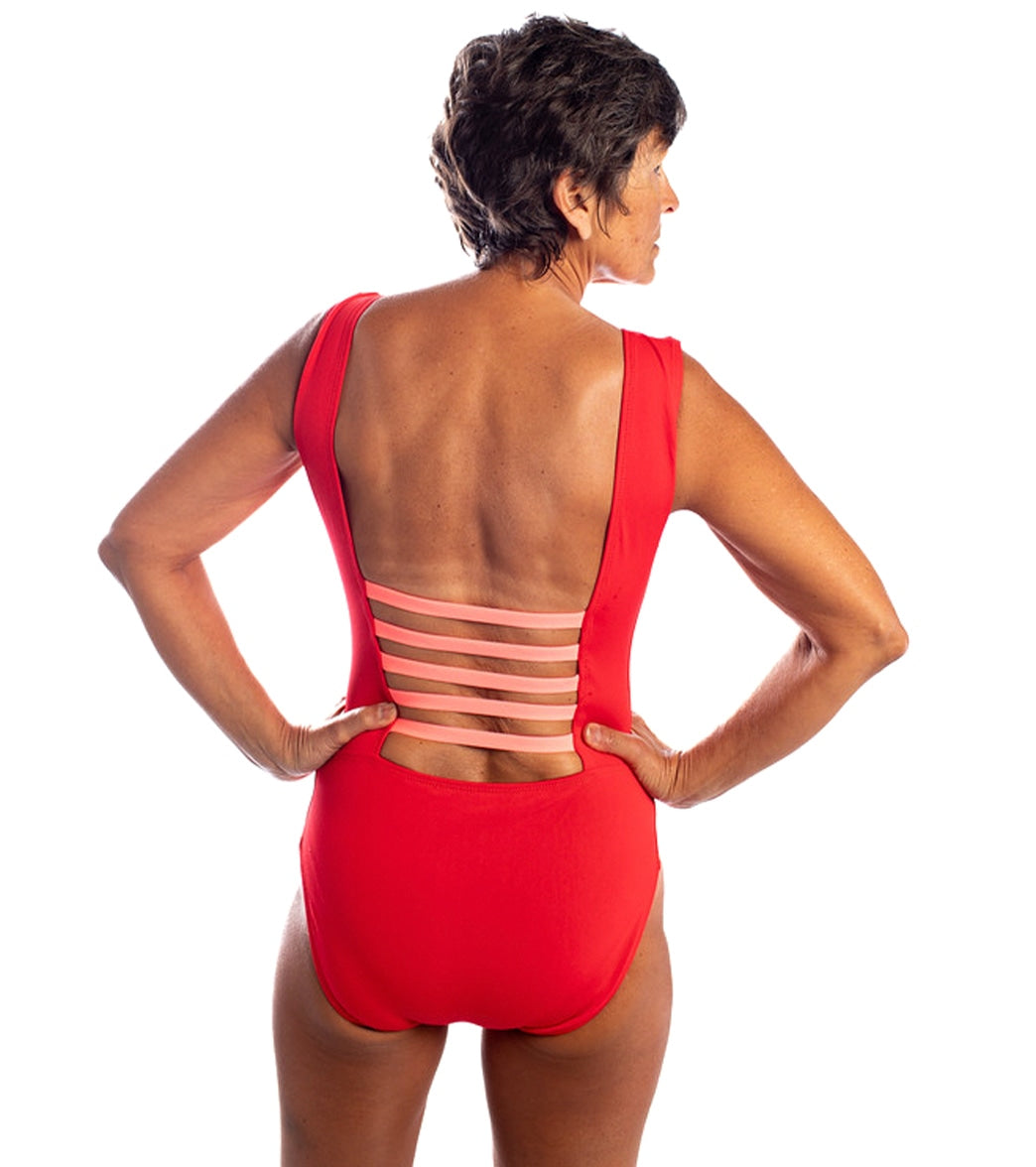 See Her Swim Women's The Freestyle High Boat Neck One Piece Swimsuit