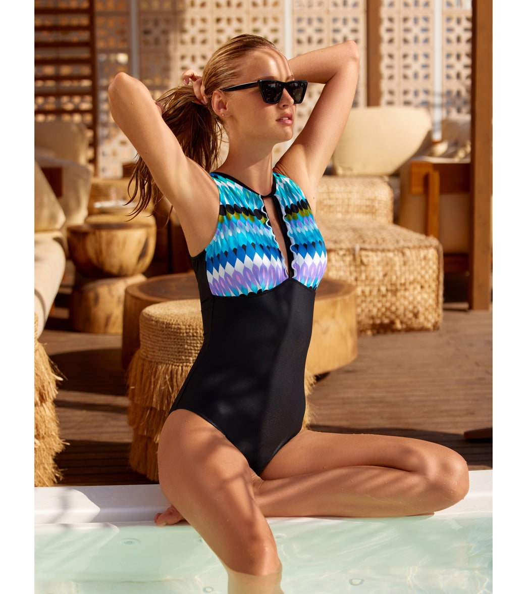 Profile by Gottex Women's Moroccan Escape High Neck One Piece Swimsuit