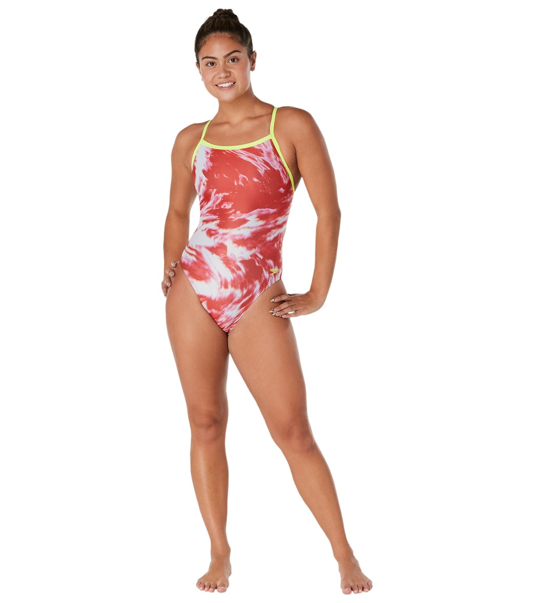 Speedo Women's Cyclone Swirl Flyback One Piece Swimsuit